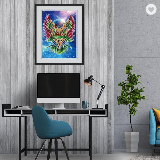 Eule leuchtet im Dunkeln Diamond Painting - Diamond Painting