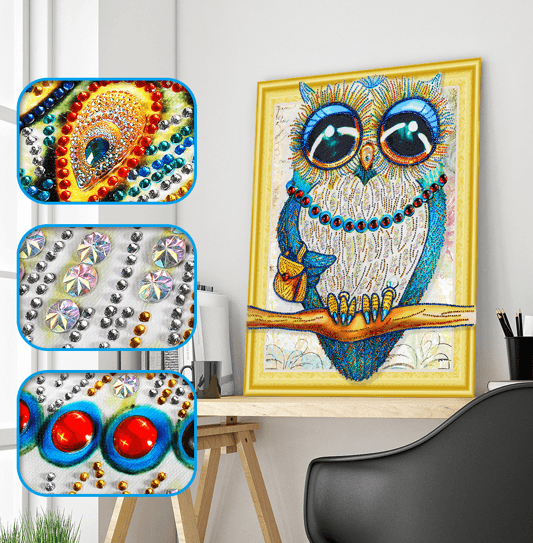 Blaue Eule - Spezial Diamond Painting - Diamond Painting
