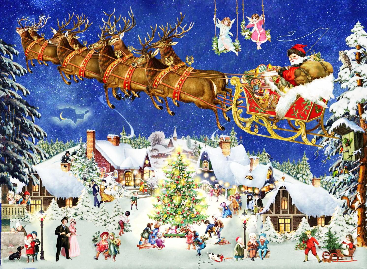 Fliegender Weihnachtsmann - Kunst des Barbara Behr - Diamond Painting