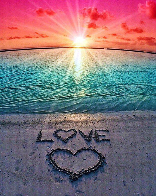 Strandseite Love Painting - Diamond Painting