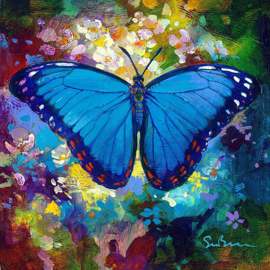 Blauer Morpho - Kunst des Simon Bull - Diamond Painting