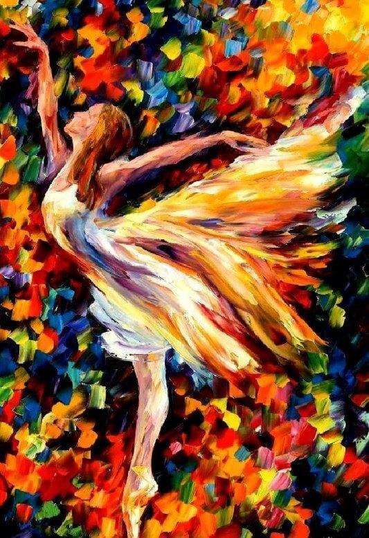Bunte Ballerina nach Leonid Afremov als Diamond Painting Set