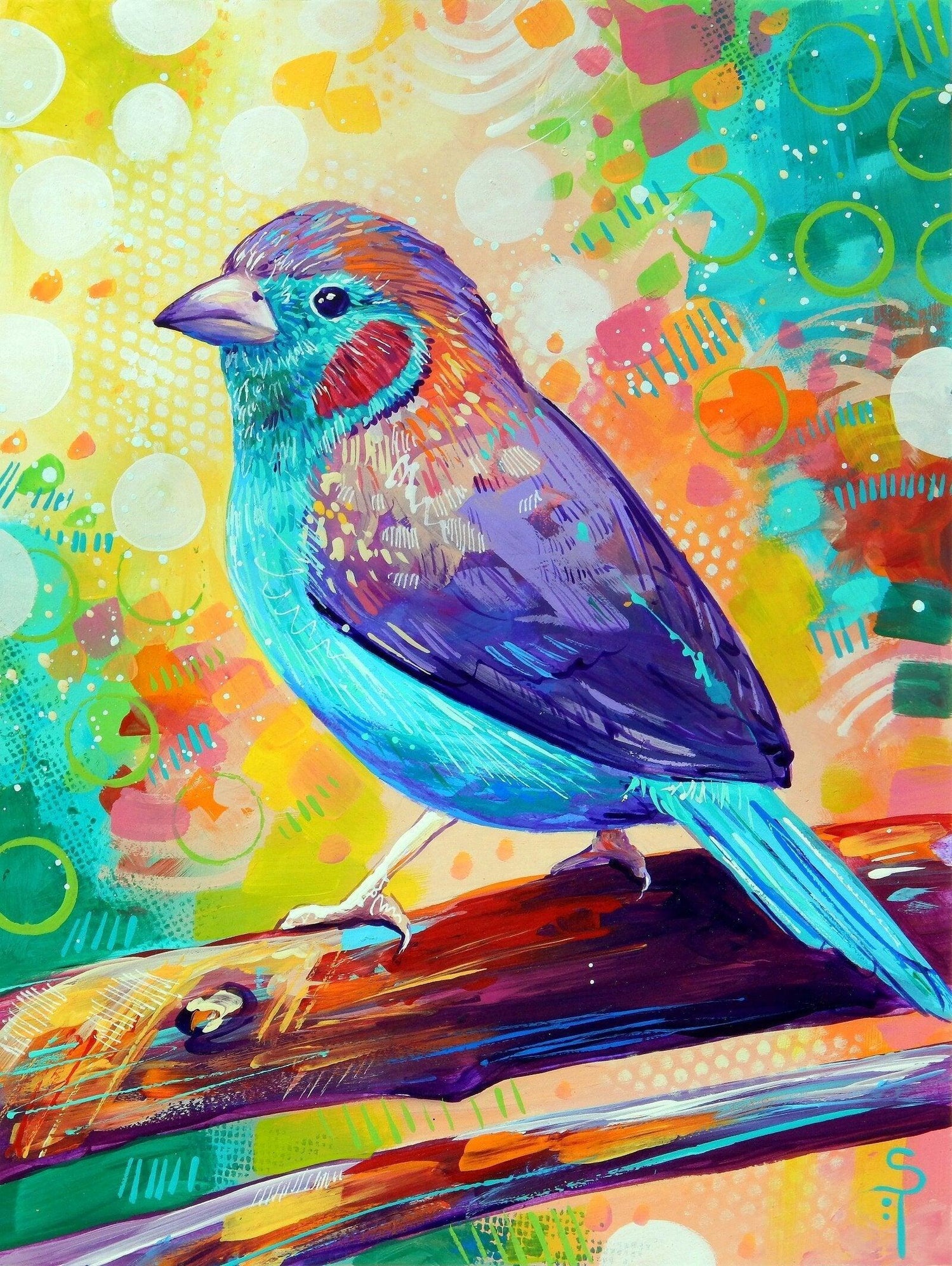 Cordon Bleu-Fink - Kunst des Sandra Trubin - Diamond Painting