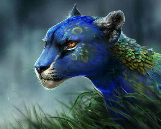 Fantasy Leopard - Malen von Diamanten - Diamond Painting
