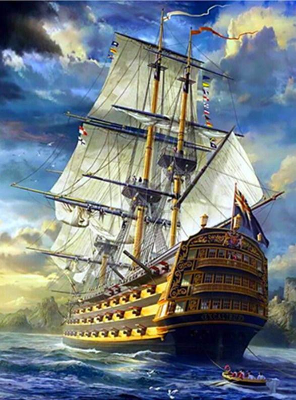 Fantasie Segelschiff - Diamond Painting