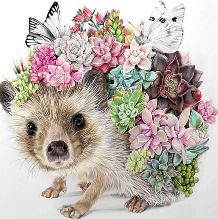Igel Blumenkunst - Diamond Painting