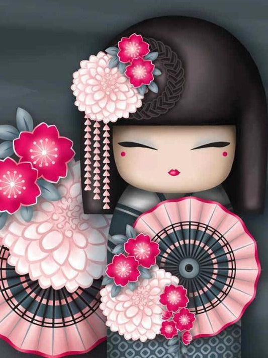 Japanische Puppe - Diamond Painting Kit - Diamond Painting