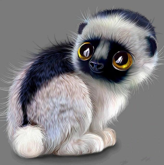 Affenkatze-Karikatur - Diamond Painting