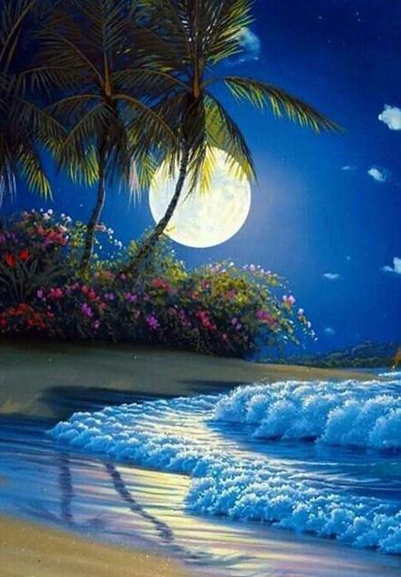 Mond- und Seelandschaft Painting Kit - Diamond Painting