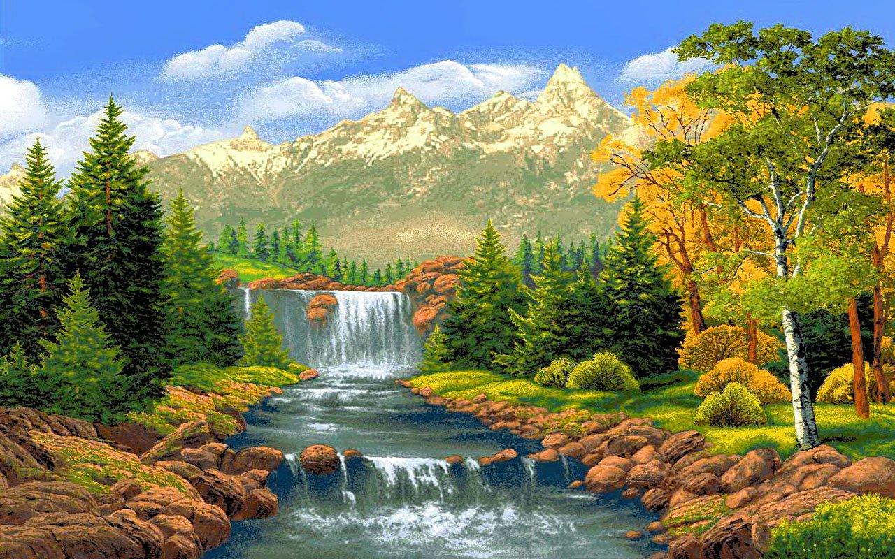 Gebirgsbach  - Diamond Painting Kit - Diamond Painting