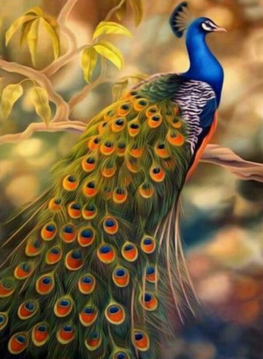 Pfau sitzt auf Ast - Diamond Painting