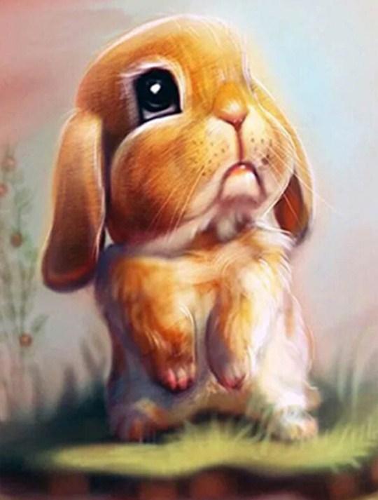 trauriger Hase - Diamond Painting Kit - Diamond Painting