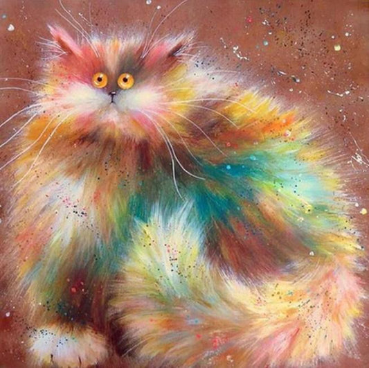 Zottelige Comic Katze als Diamond Painting Set