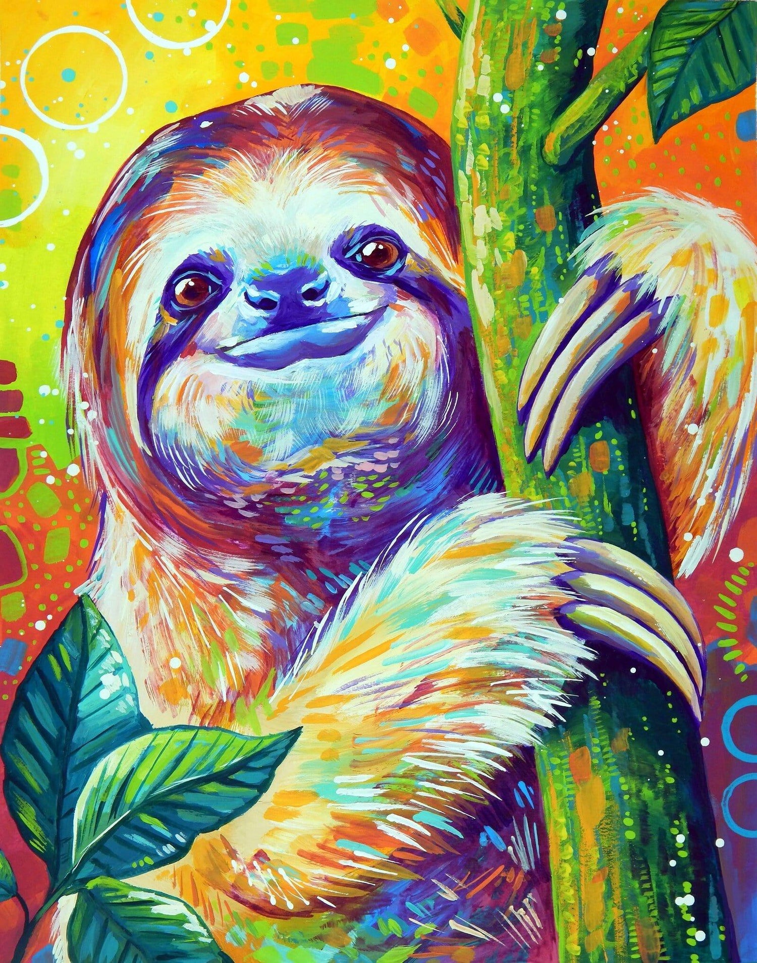 Faultier ist einfach chillin - Kunst des Sandra Trubin - Diamond Painting