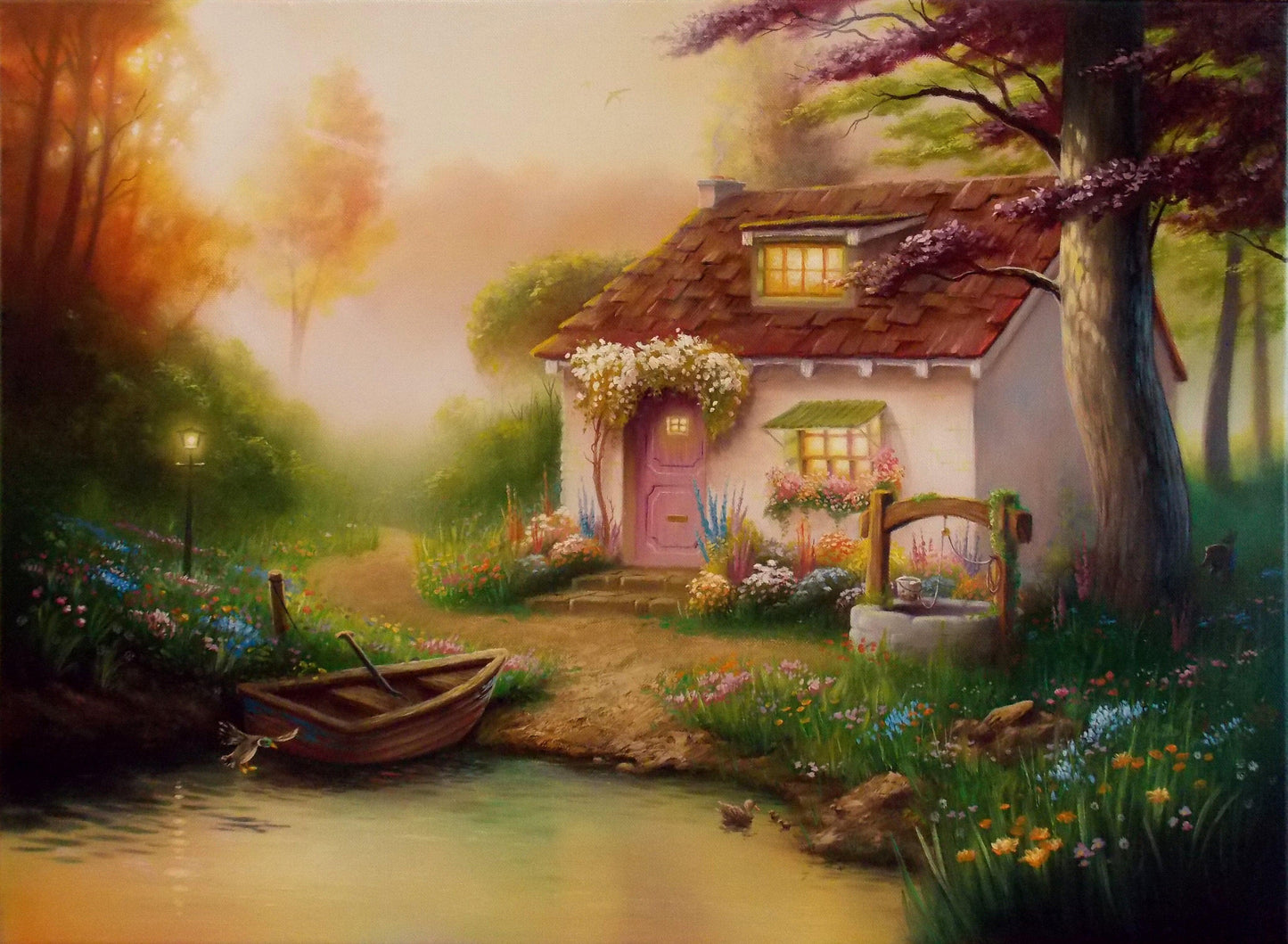 Stiller Morgenteich - Kunst des Liam Kelly - Diamond Painting