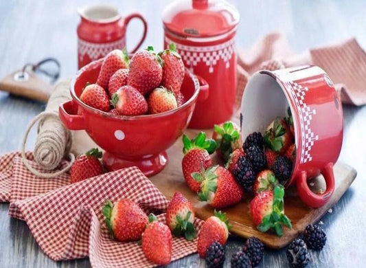 Erdbeeren & blaue Beeren - Diamond Painting