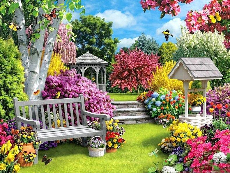 Schöne Blumen Garten Malerei Kit - Diamond Painting
