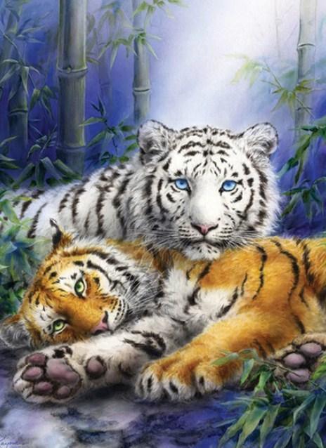 Weiße & braune Tiggern Diamond Painting - Diamond Painting