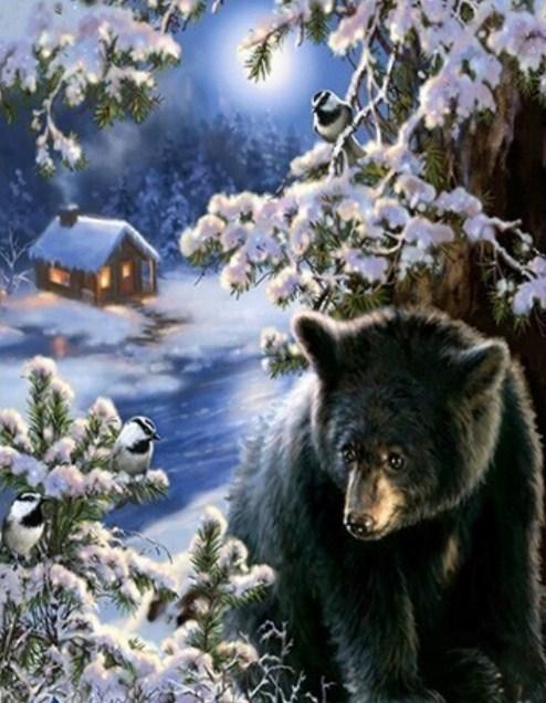 Winter Schwarzbär - Diamond Painting
