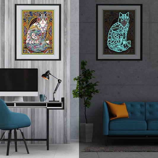 Leuchten im Dunkeln Katzen Diamond Kit - Diamond Painting
