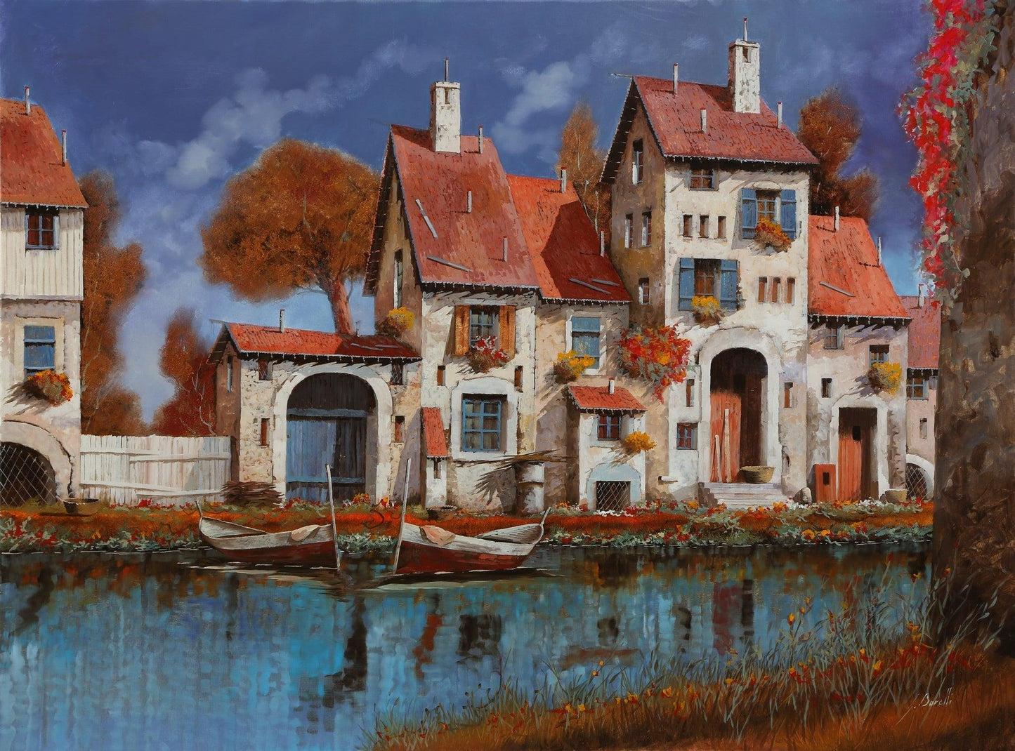 Landhaus am See - Kunst des Guido Borelli - Diamond Painting