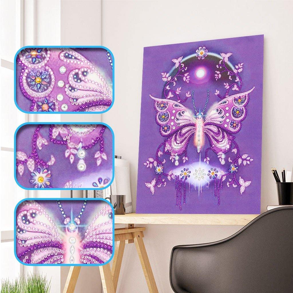 Traumfänger Blumen Schmetterlinge - Spezial Diamond Painting - Diamond Painting