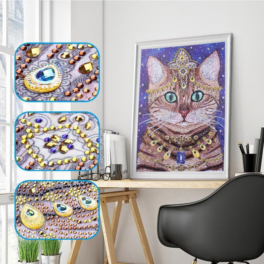Juwelenbesetzte Katze - Spezial Diamond Painting - Diamond Painting
