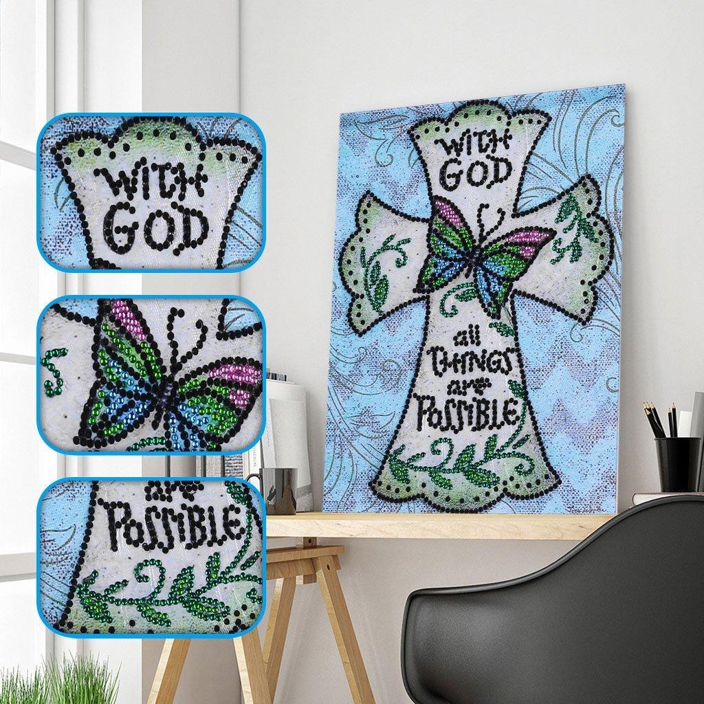 Schmetterling am Christianskreuz - Spezial Diamond Painting - Diamond Painting