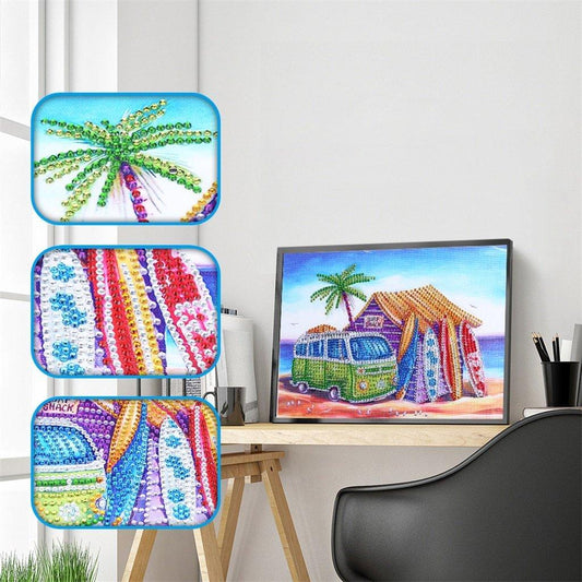 Hütte am Strand - Spezial Diamond Painting - Diamond Painting