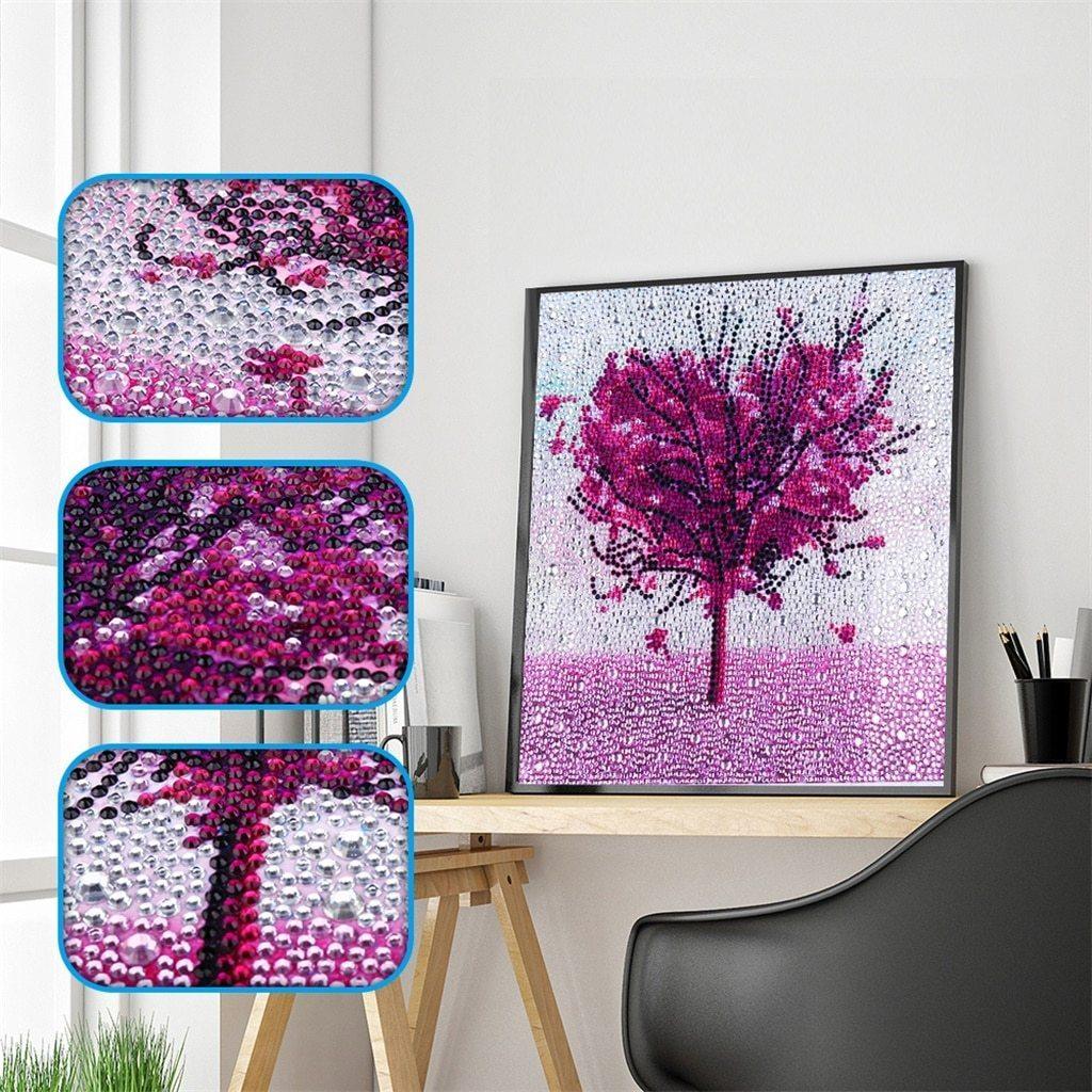 Lila Liebes herz baum - Spezial Diamond Painting - Diamond Painting