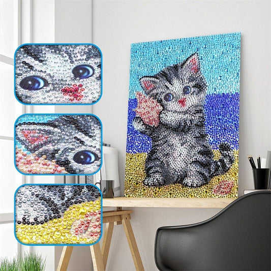 Katze am Strand - Spezial Diamond Painting - Diamond Painting