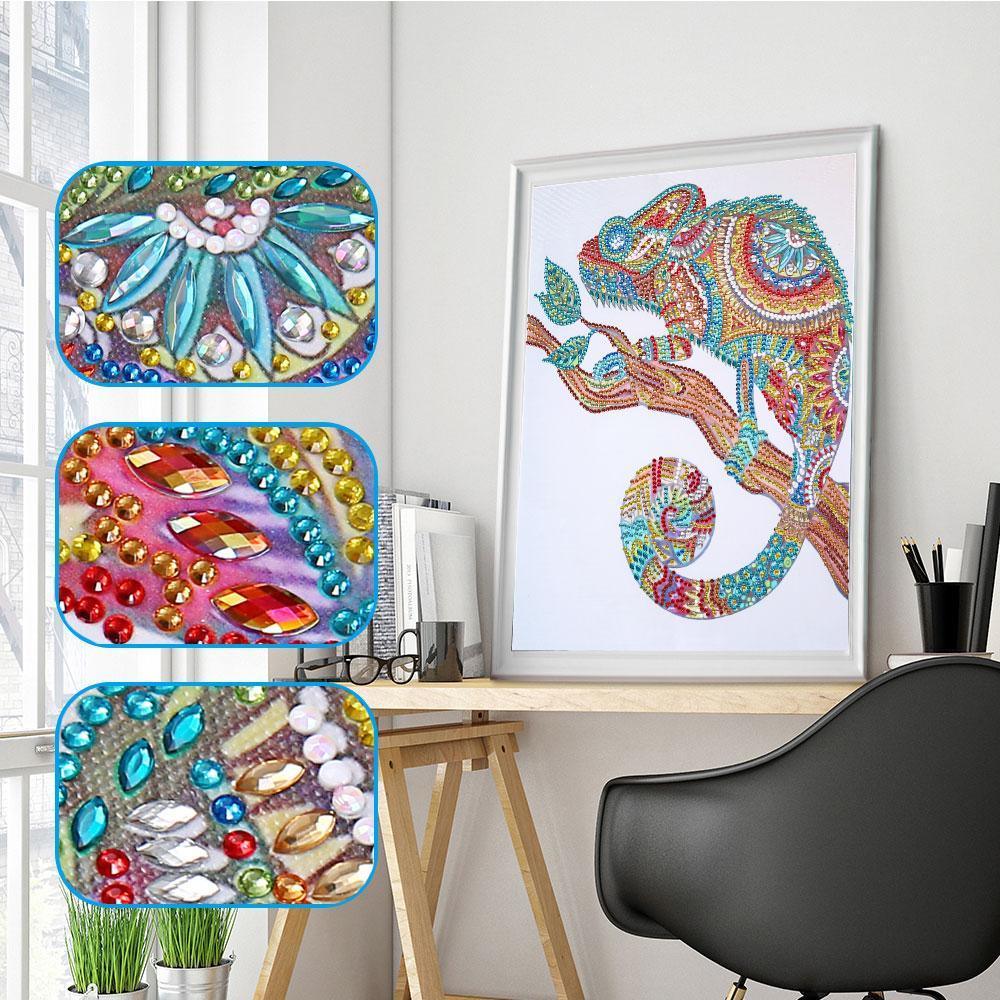 Abstrakte Eidechse - Spezial Diamond Painting - Diamond Painting