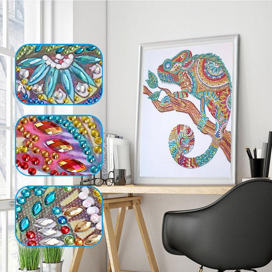 Abstrakte Eidechse - Spezial Diamond Painting - Diamond Painting