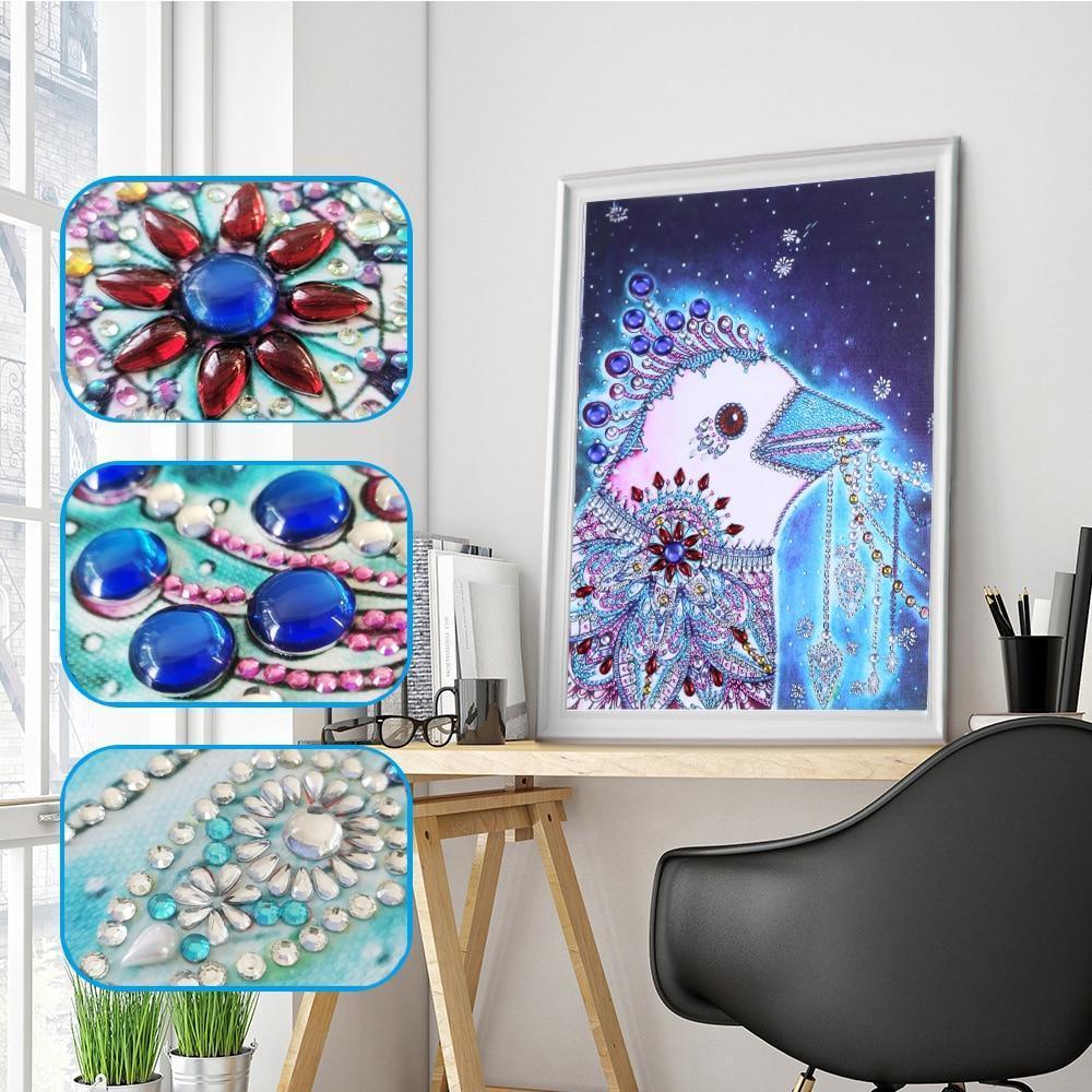 Juwelenbesetzter Vogel - Spezial Diamond Painting - Diamond Painting
