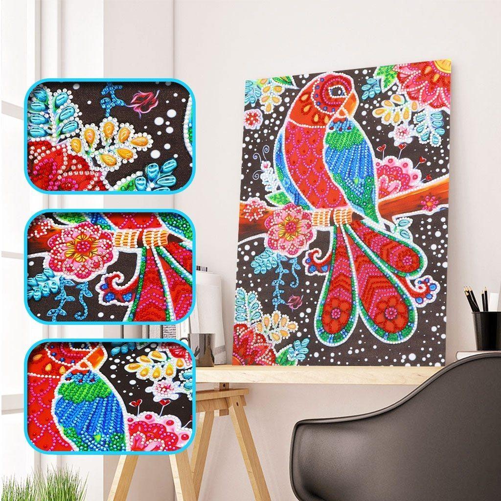Mehrfarbiger Papagei - Spezial Diamond Painting - Diamond Painting