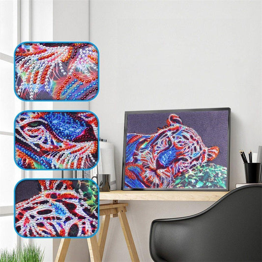 Bunter schlafender Tiger - Spezial Diamond Painting - Diamond Painting