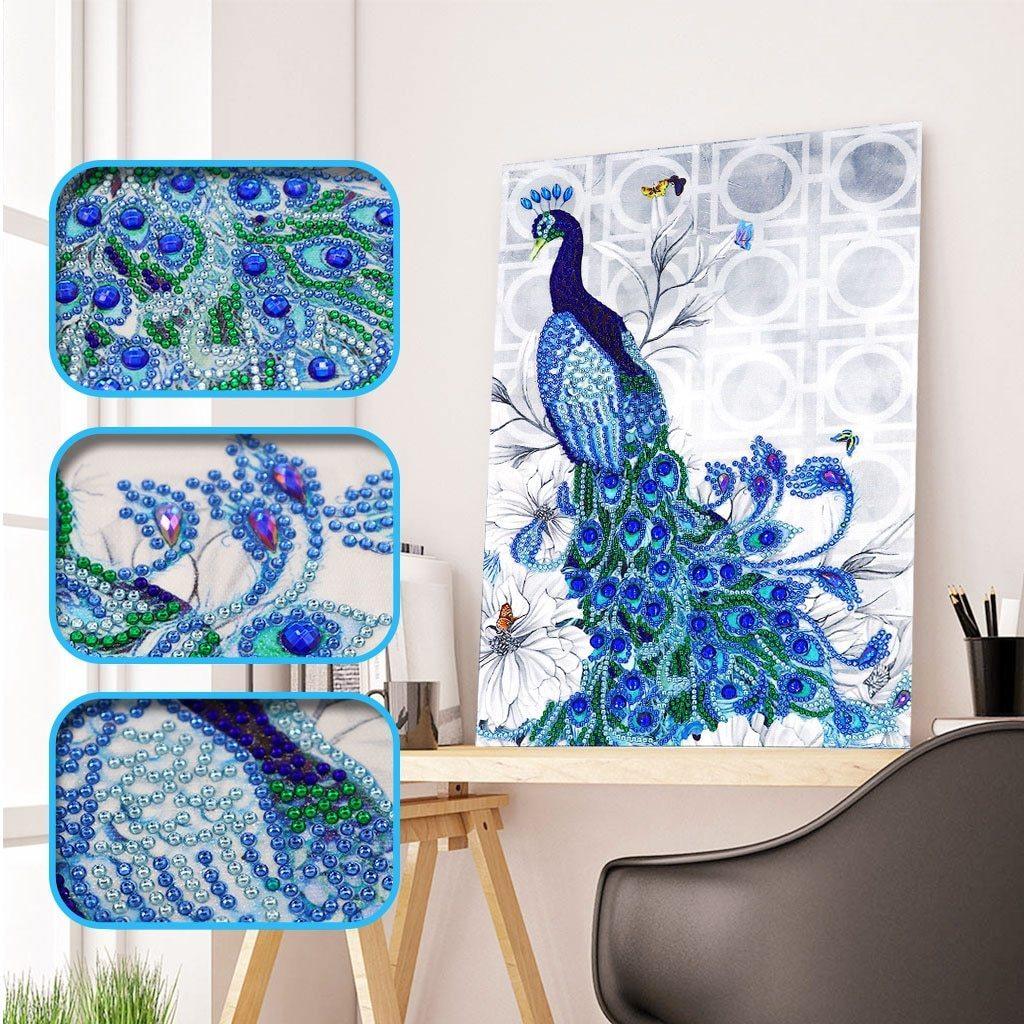 Ein blauer Pfau - Spezial Diamond Painting - Diamond Painting