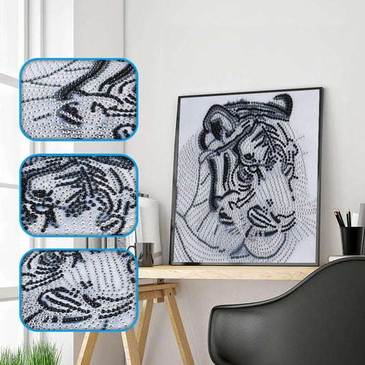 Weißer Tigerkristall - Spezial Shaped Diamond - Diamond Painting