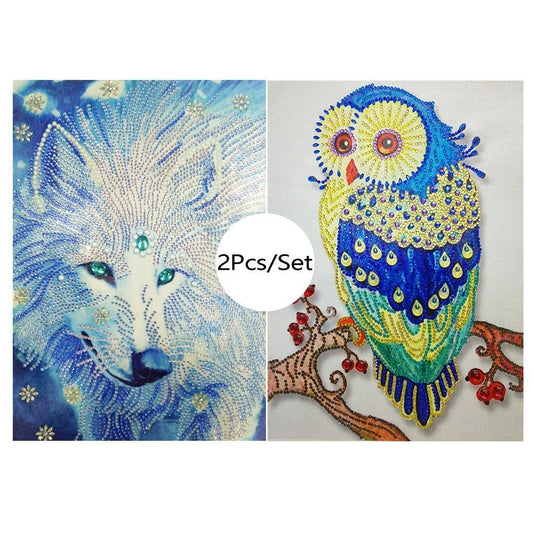 Wolf-Eulen-Tiere - Spezial Diamond Painting - Diamond Painting
