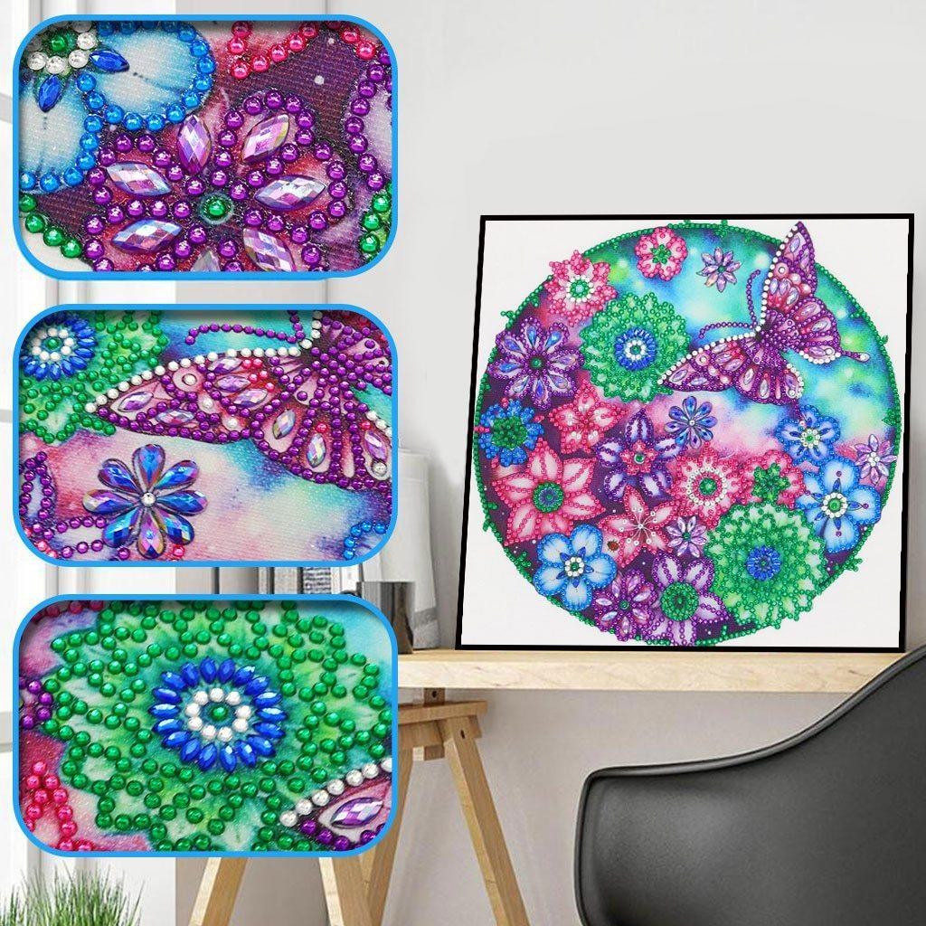 Schmetterling im Blumengarten - Spezial Diamond Painting - Diamond Painting