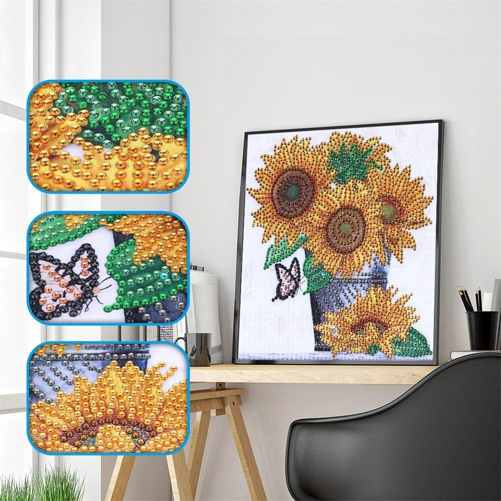 Vase mit Sonnenblumen - Spezial Diamond Painting - Diamond Painting