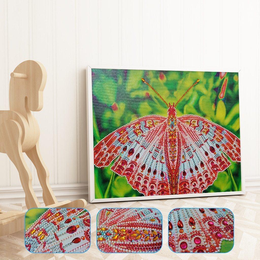 Ein roter Monarchfalter - Spezial Diamond Painting - Diamond Painting