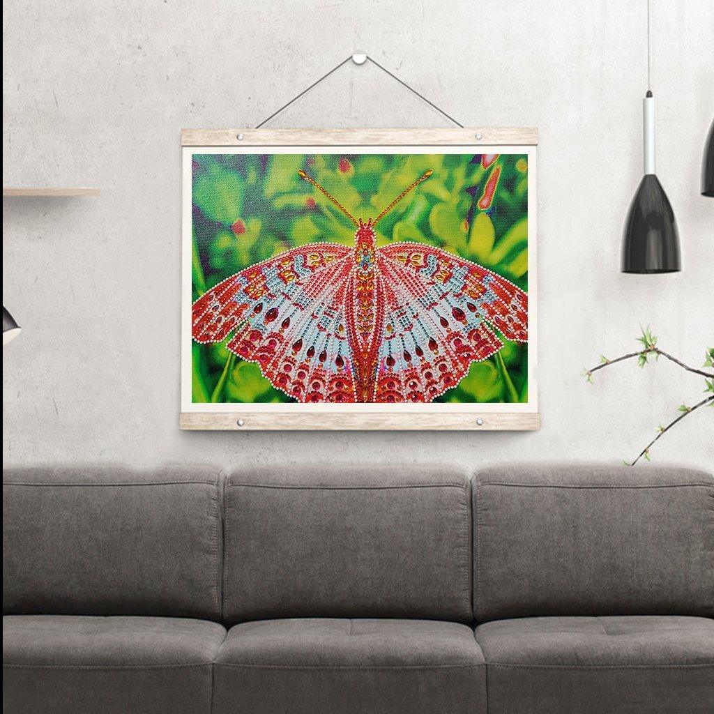 Ein roter Monarchfalter - Spezial Diamond Painting - Diamond Painting