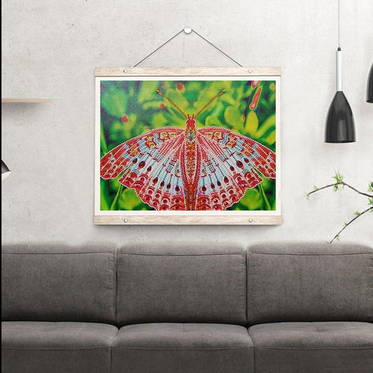 Ein roter Monarchfalter - Spezial Diamond Painting - Diamond Painting