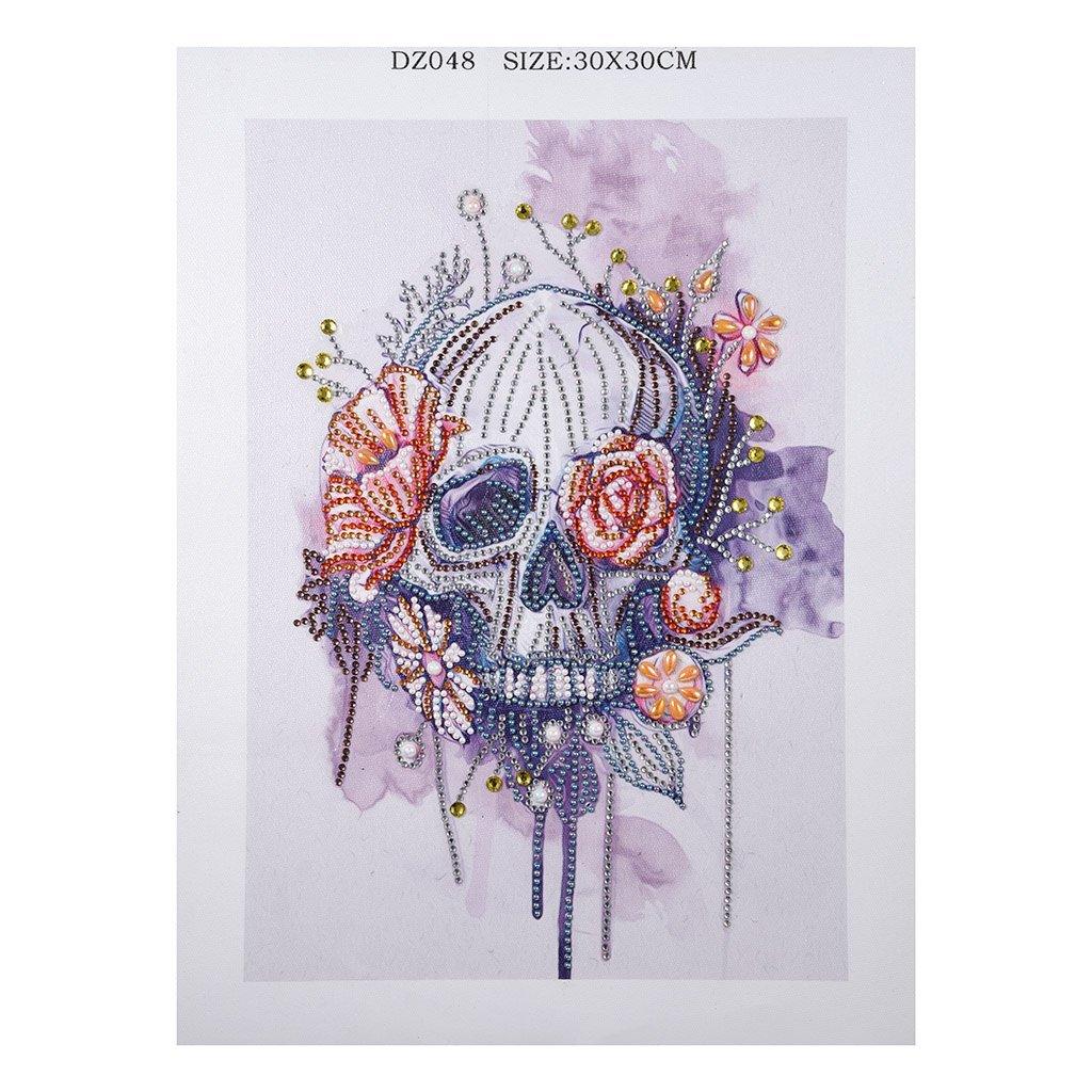 Blumenknochenschädel - Spezial Diamond Painting - Diamond Painting