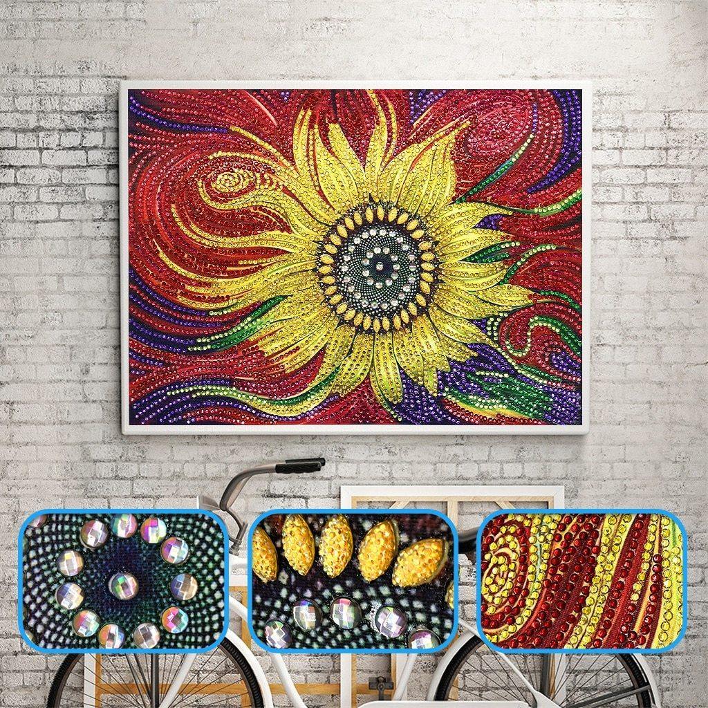 Abstrakte Sonnenblume - Spezial Diamond Painting - Diamond Painting