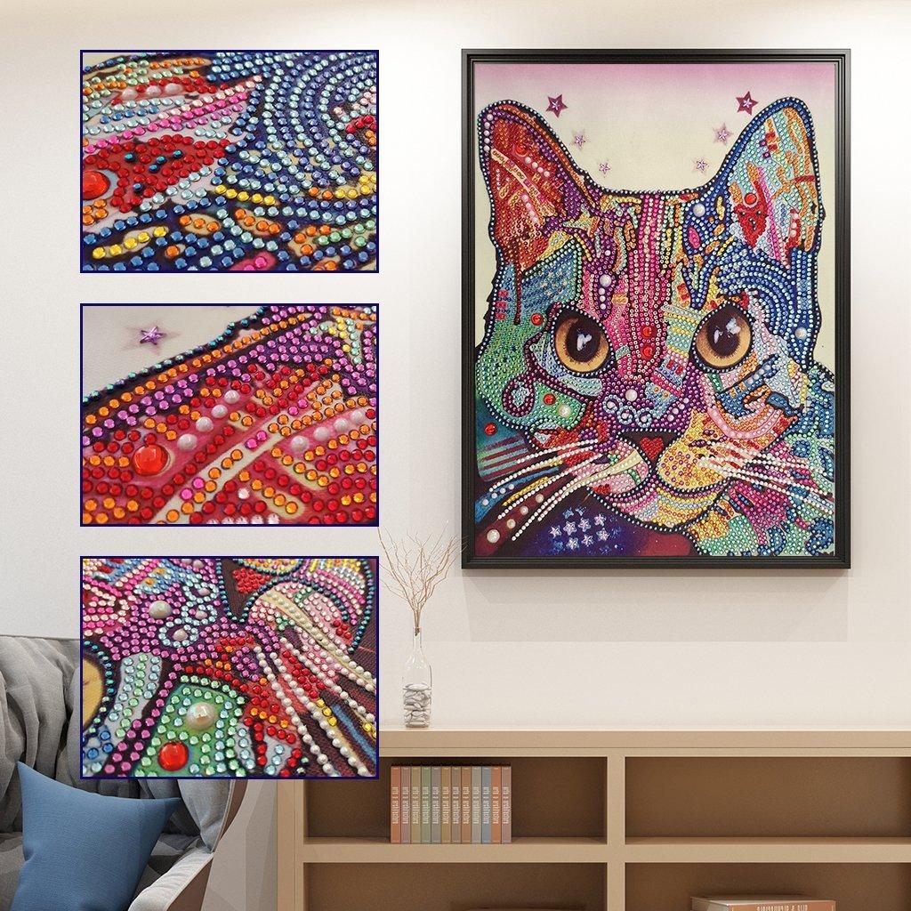 Künstlerische Katze - Spezial Diamond Painting - Diamond Painting