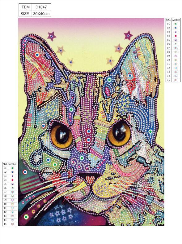 Künstlerische Katze - Spezial Diamond Painting - Diamond Painting