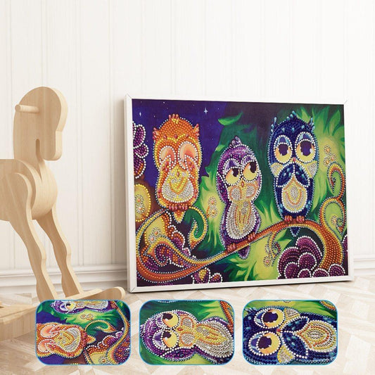 Cartoon-Eule - Spezial Diamond Painting - Diamond Painting