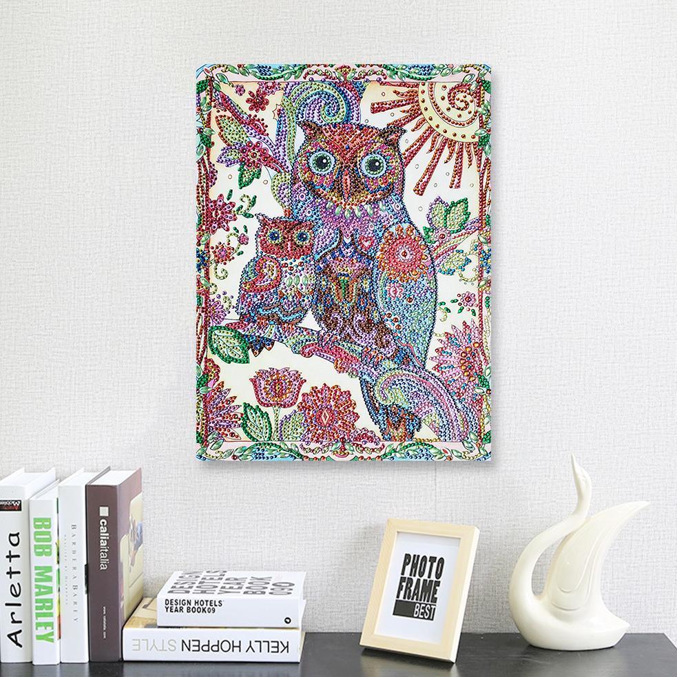 Abstrakte Eulenfamilie - Spezial Diamond Painting - Diamond Painting